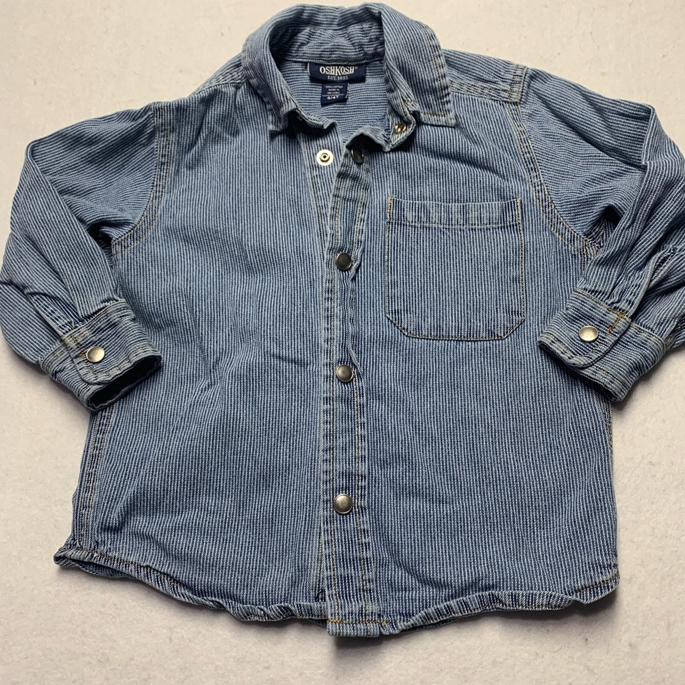 OshKosh B’Gosh Denim Stripe Snap buttons Toddler Shirt 4 4T